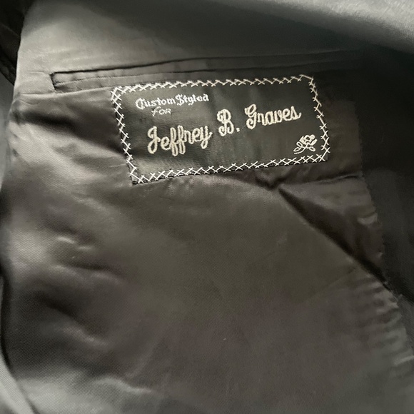 Size XXL David G. Cotugno Mens 2 Button Silk Wool Blazer Jacket Black Stripes - Picture 10 of 11